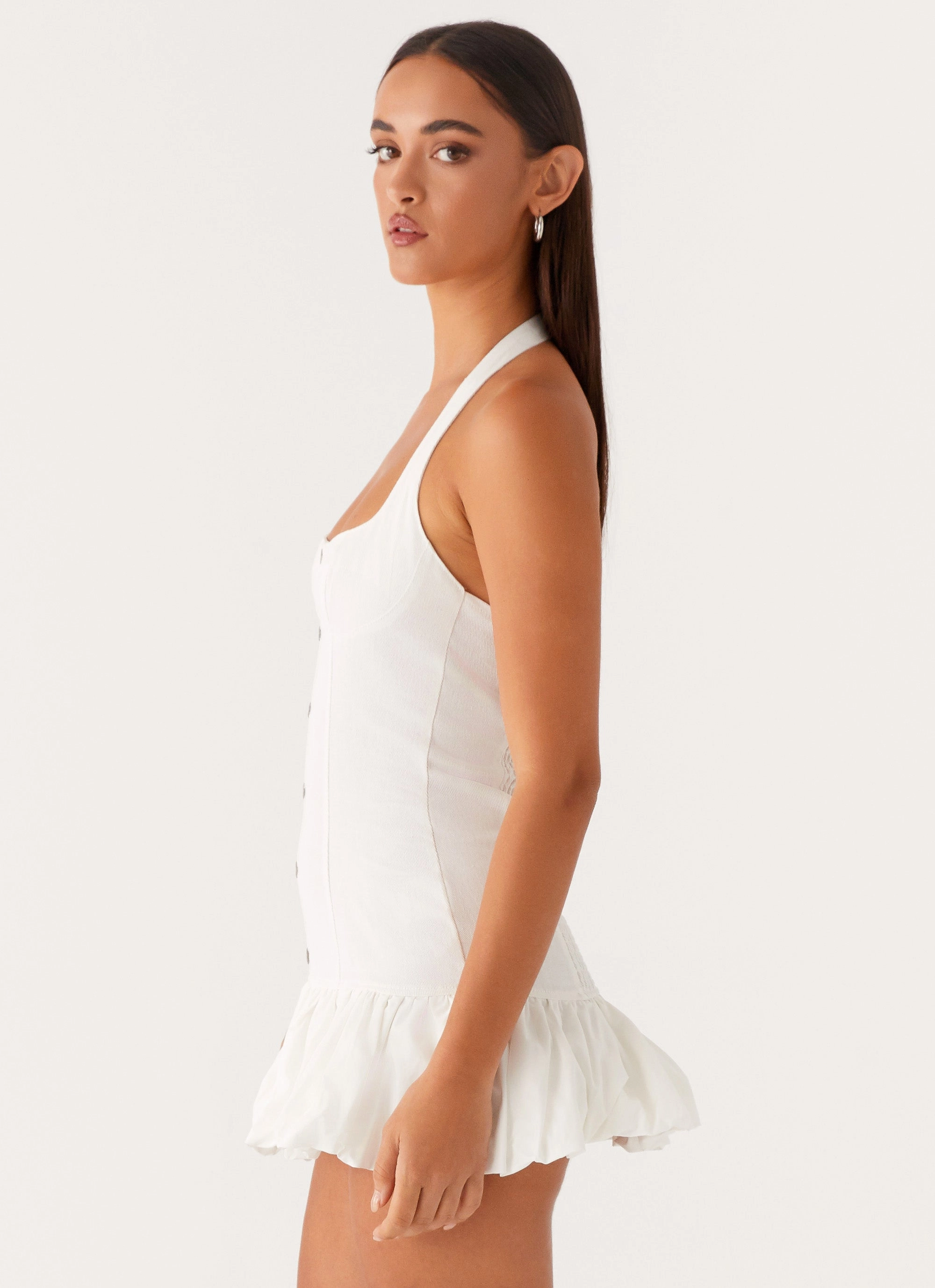Minimalist feel Tailored Elegance Georgina Denim Mini Dress - White