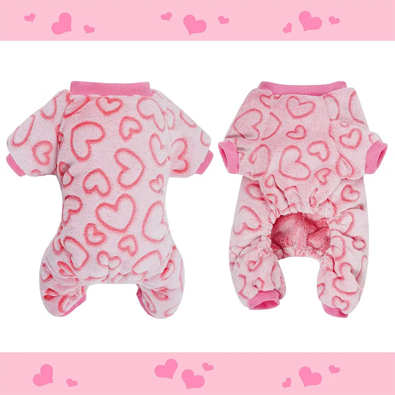 Fleece Cute Heart Pattern Pet Jumpsuit