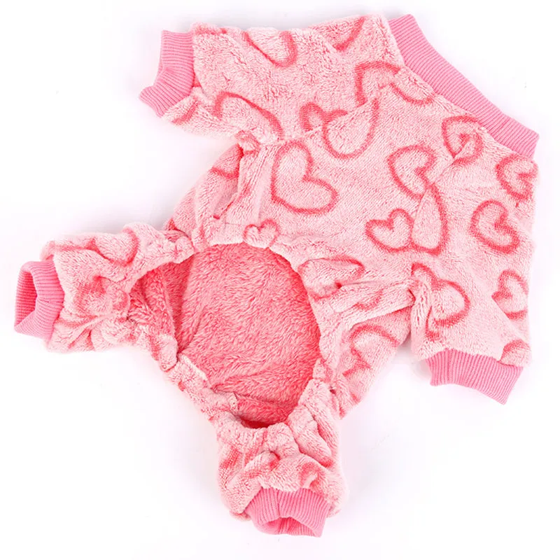 Fleece Cute Heart Pattern Pet Jumpsuit