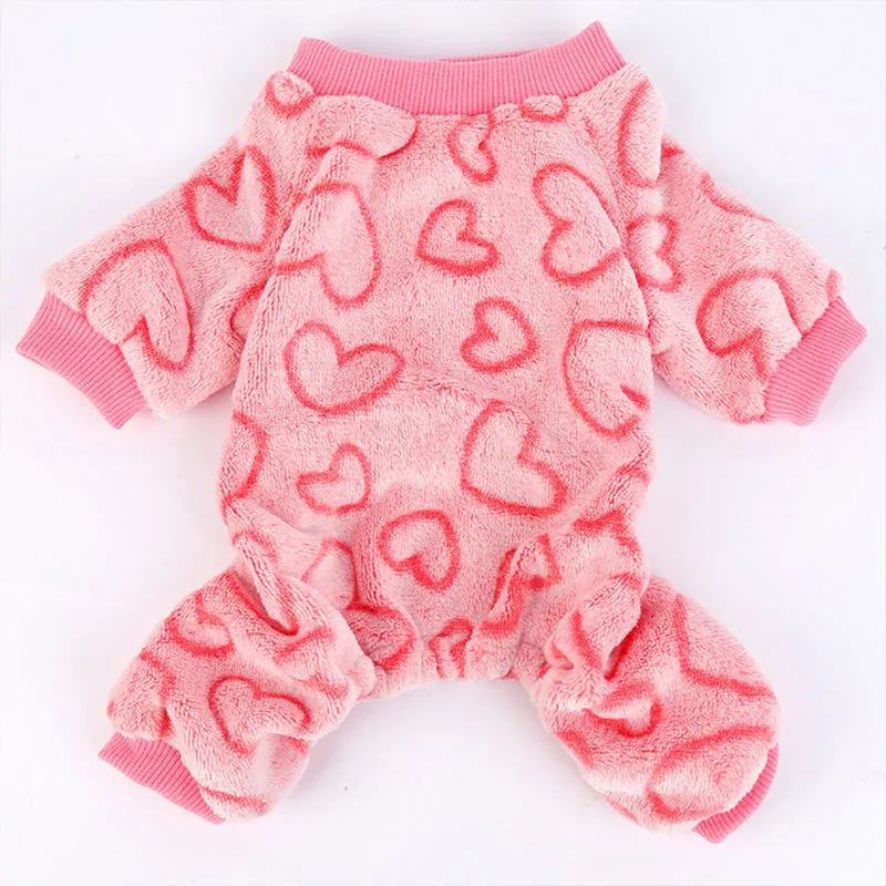 Fleece Cute Heart Pattern Pet Jumpsuit