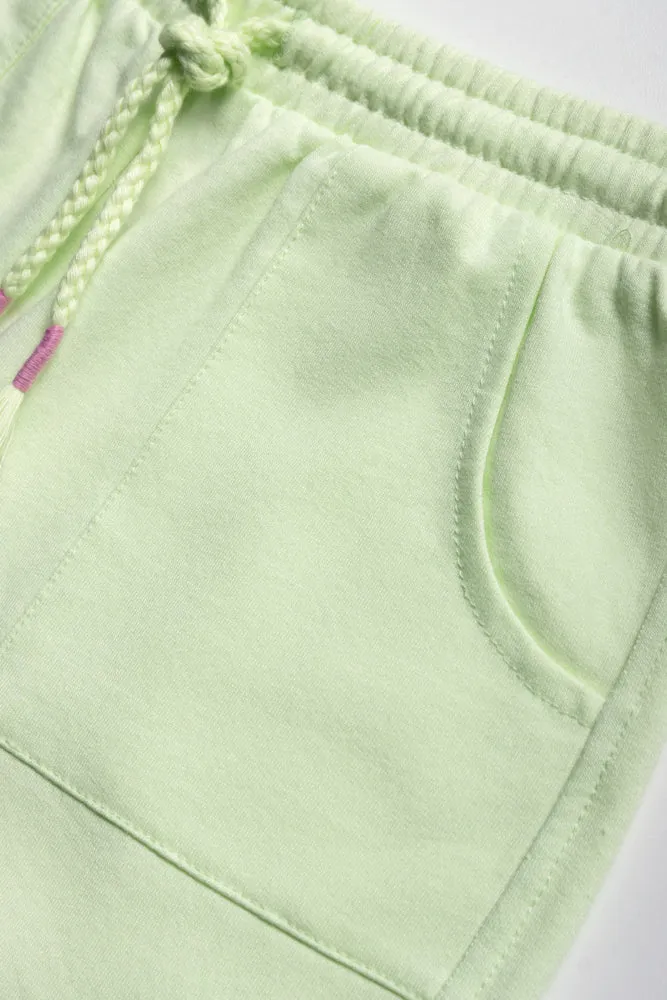 Fleece Shorts Set Light Green