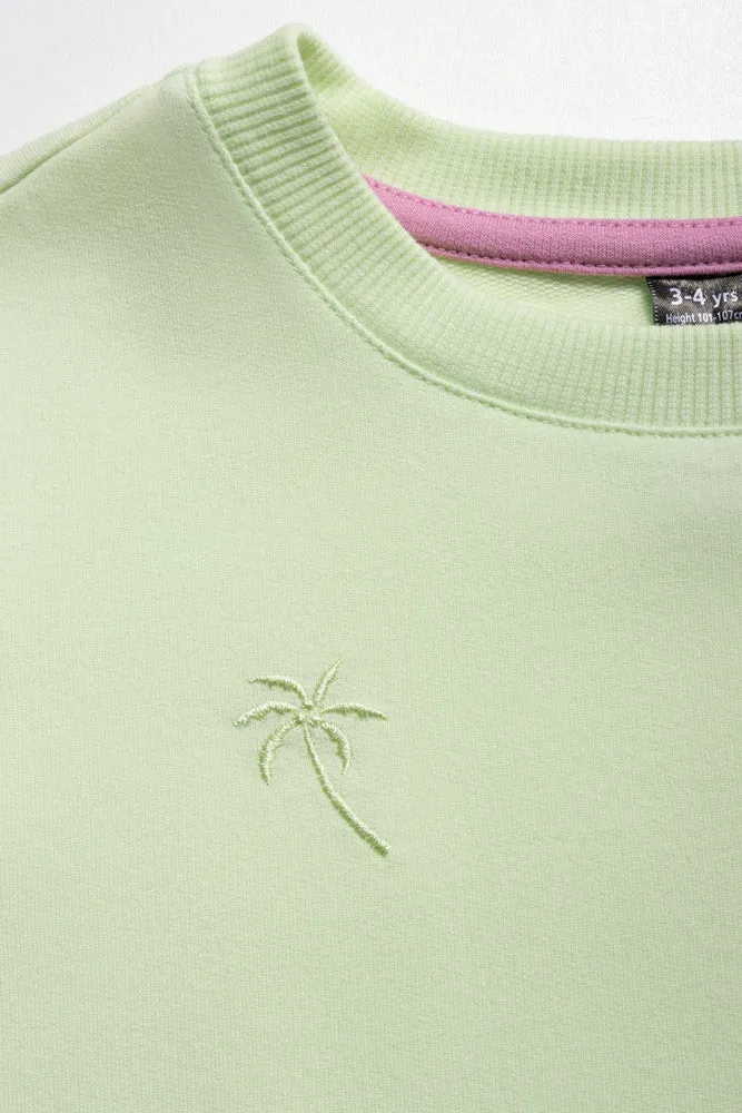 Fleece Shorts Set Light Green