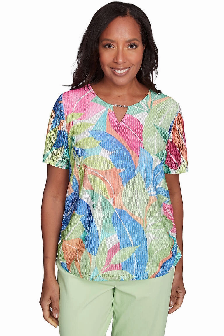Petite Parrot Cay Tropical Mesh Top TearResistantWeave