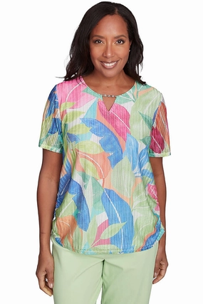 Grid Back Panel Petite Parrot Cay Tropical Mesh Top