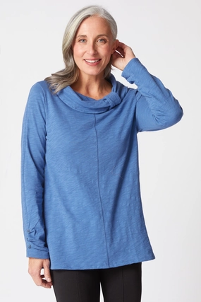 YarnDyed Stripes Habitat Cotton Pebble Cowl Tunic in Oxford