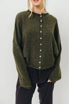 Piper Cardigan Top in Hunter Green Flexible Knit ErgonomicShape