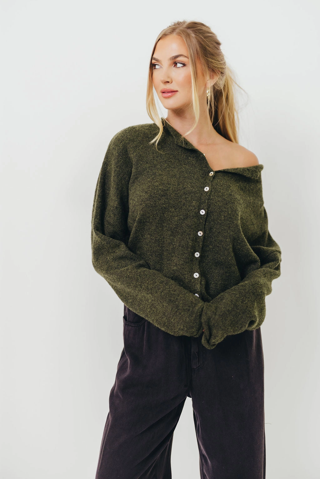 Piper Cardigan Top in Hunter Green Easy to Wear