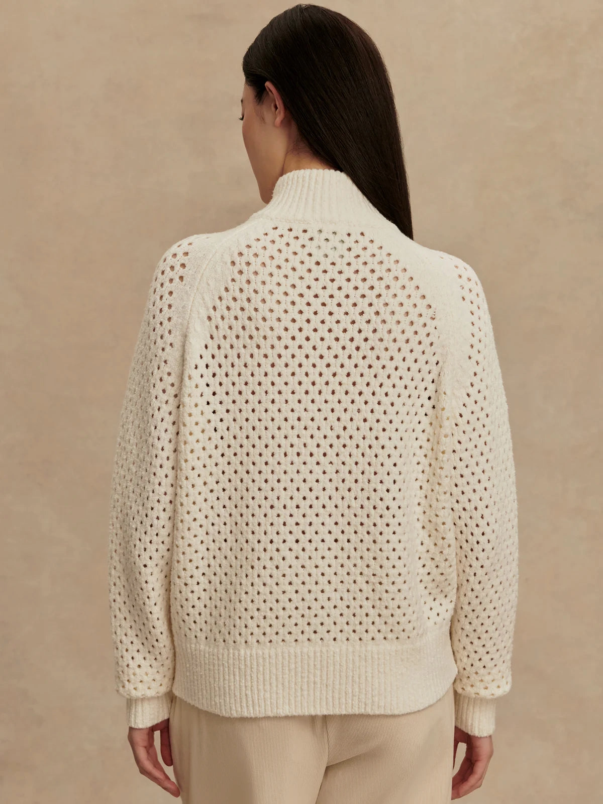 Compact TravelFriendly Design Varley Mandy Boucl Knit Jacket in Coconut Milk