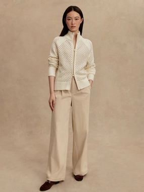 Sun Protection Fabric Varley Mandy Boucl Knit Jacket in Coconut Milk