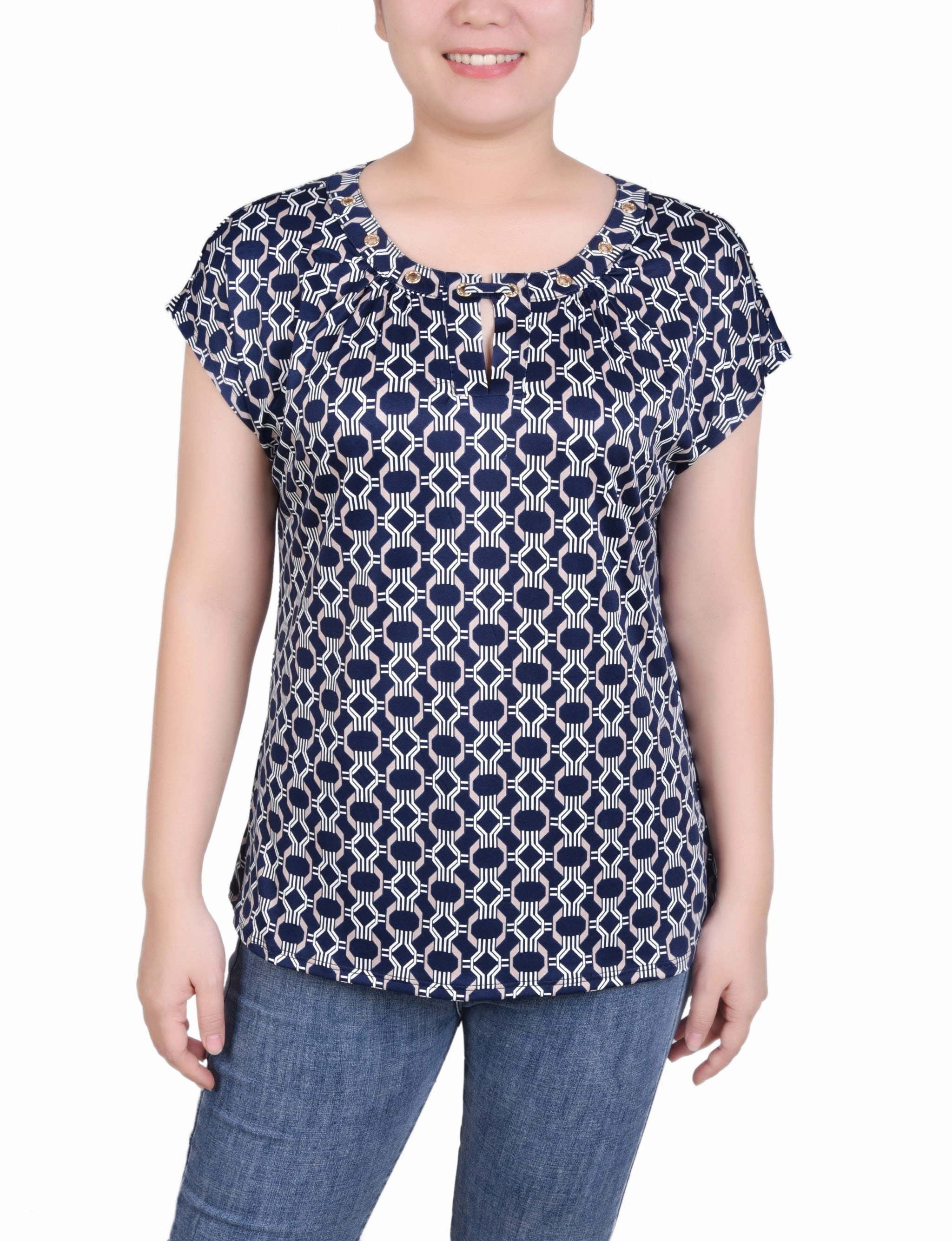 Extended Sleeve Top With Grommets Thermal Regulating Fabric Flexible Hemline