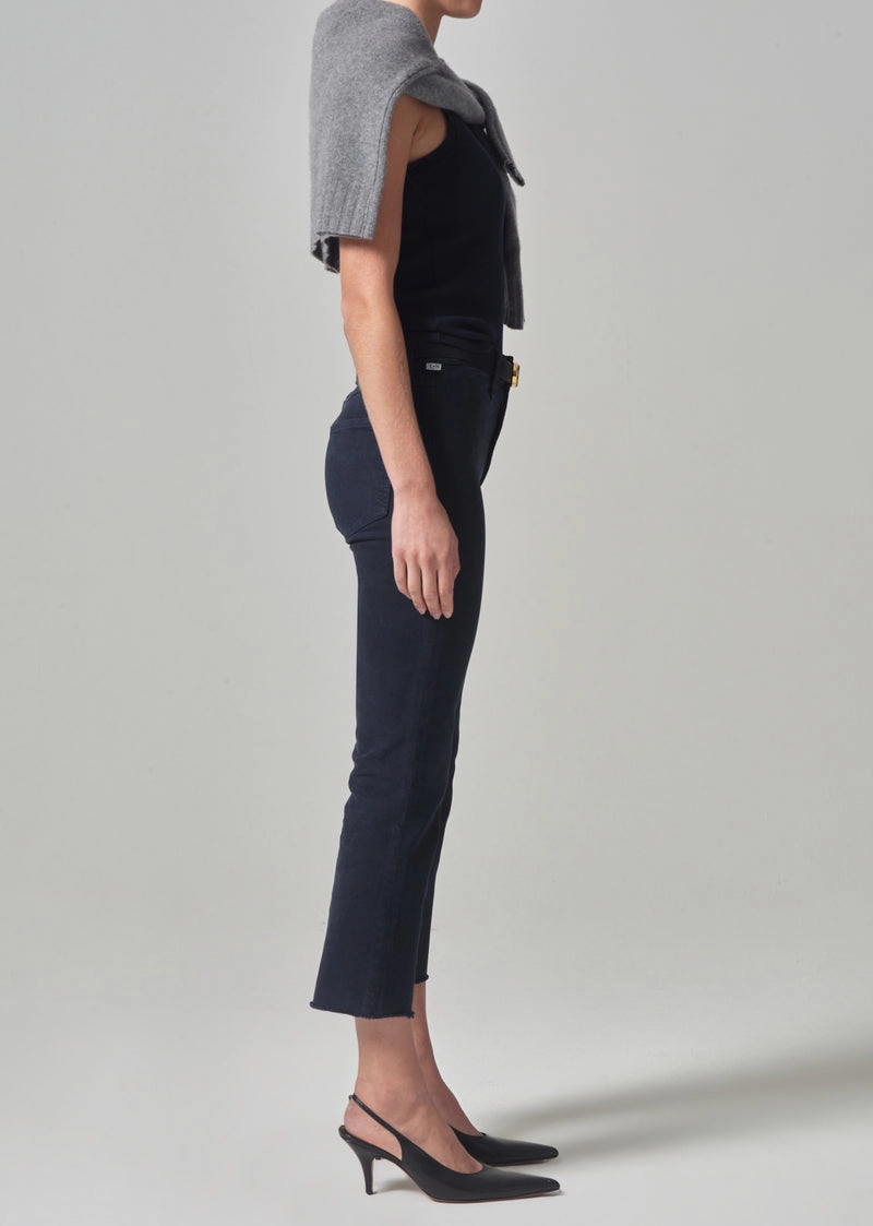 Smooth Loose Versatile Solid Choice Isola Cropped Trouser in Navy