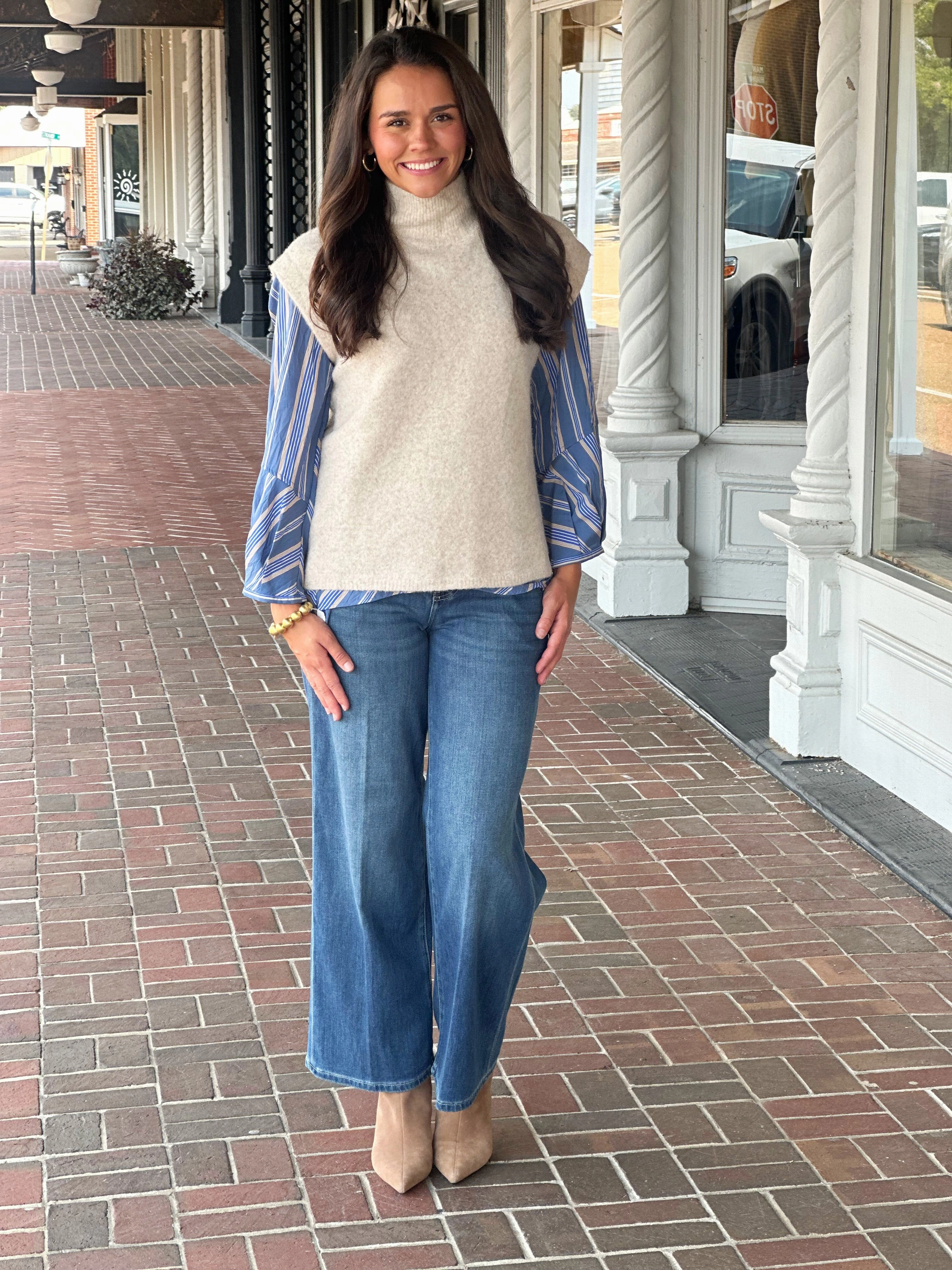 HiddenZipper Sleeveless Sweater in Oatmeal