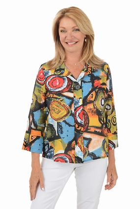 RollUpCuff Jazzy Button-Front Shirt