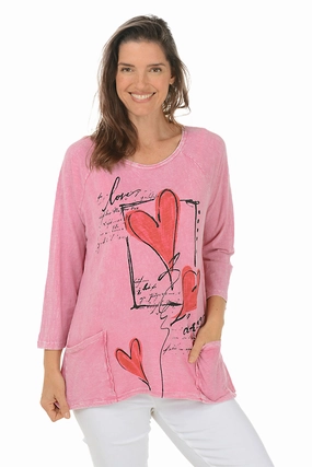 Flirt Mineral Wash Double Pocket Knit Top Light Deflection Fabric