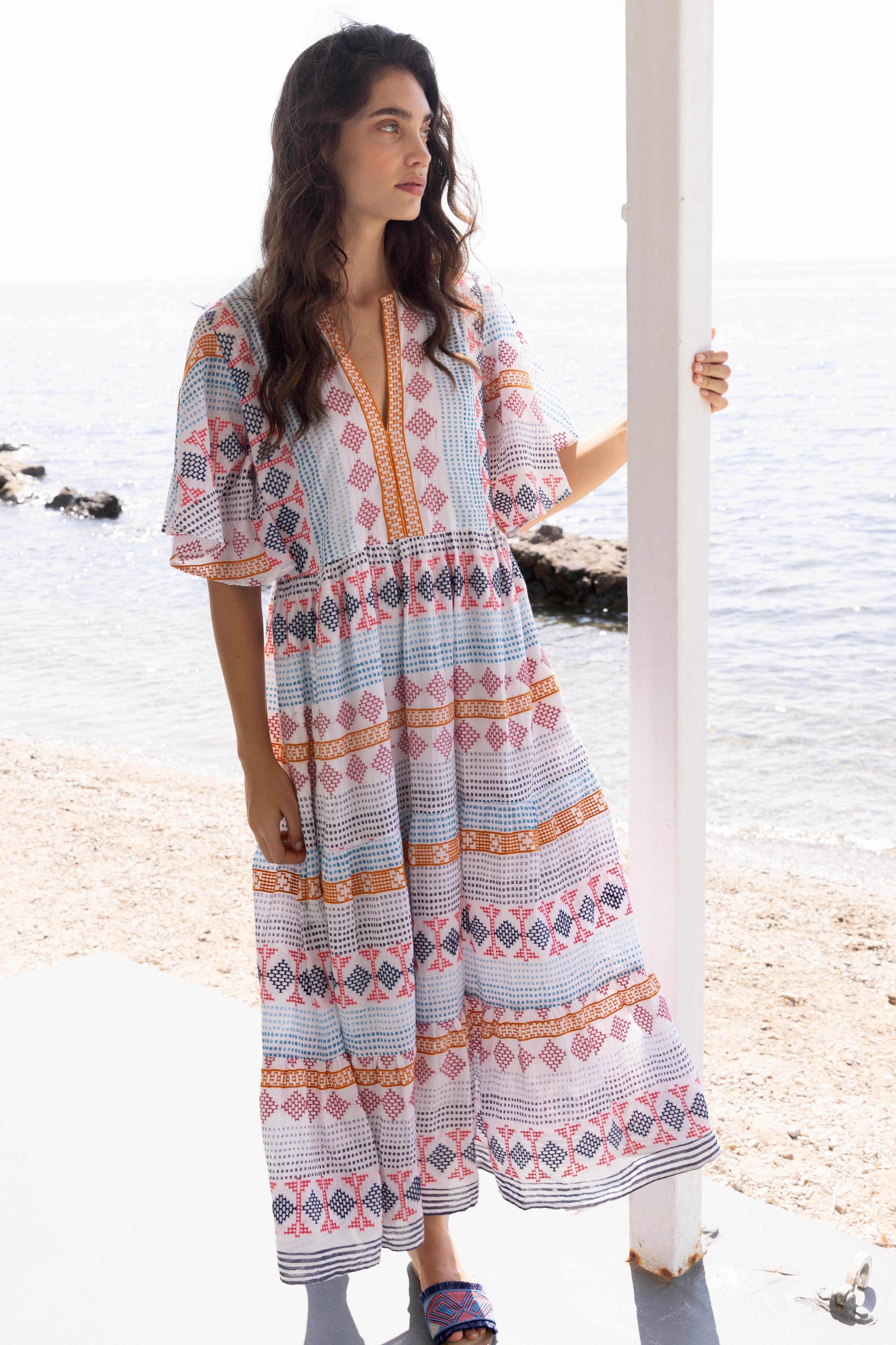 Flirty V-Neck Maxi Casablanca Multi Summer Soft Summer Outfit