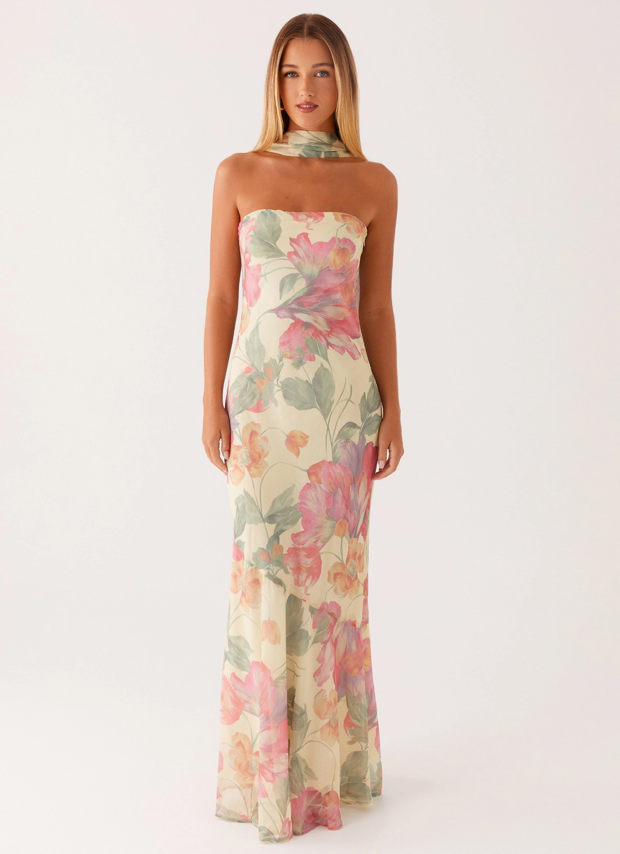 Under The Pagoda Maxi Dress - Yellow Peony Versatile dress for layering Bloom Zone