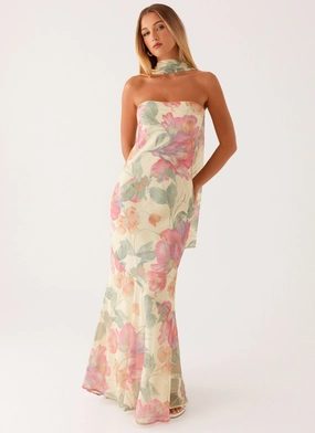 Under The Pagoda Maxi Dress - Yellow Peony Mood Focused Refined Mood