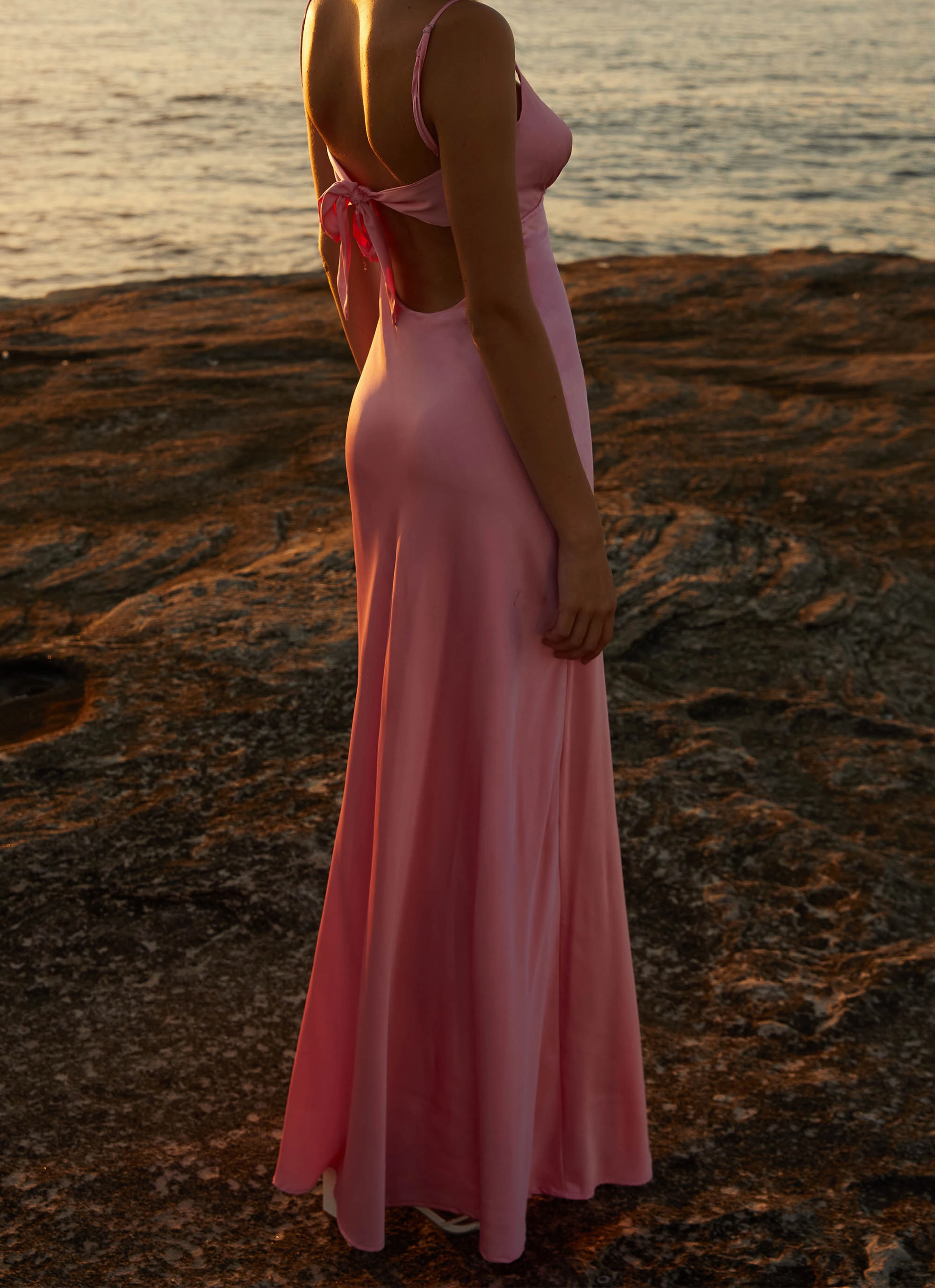 Flora Satin Maxi Dress - Candy Breathable Layering Tall-Fit