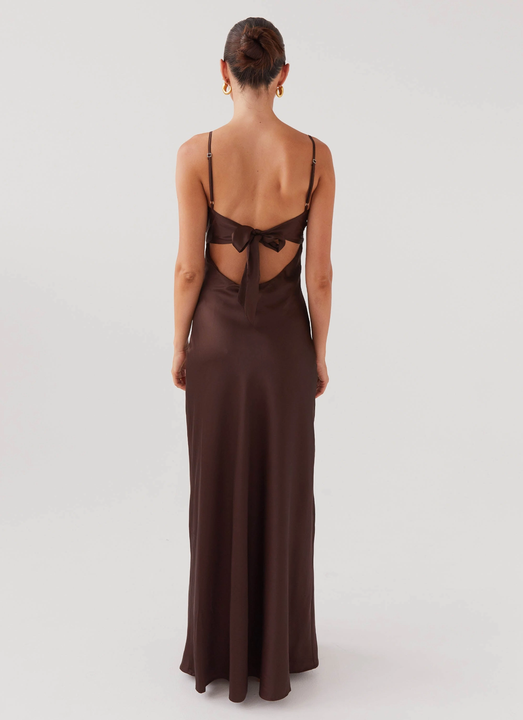 Flora Satin Maxi Dress - Chocolate Comfortable fit Flattering Comfort Wear