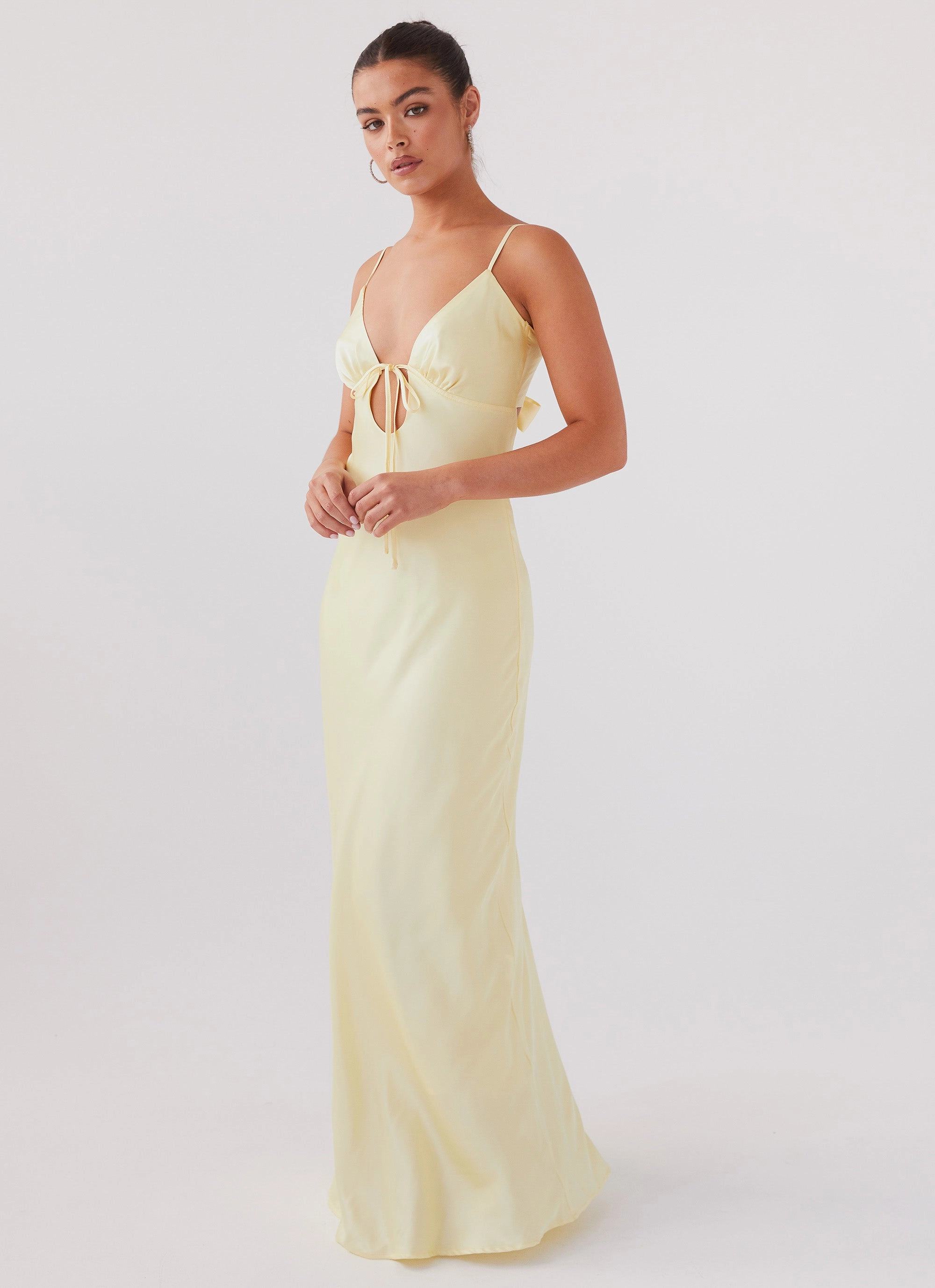 Flora Satin Maxi Dress - Lemon Work Vibe