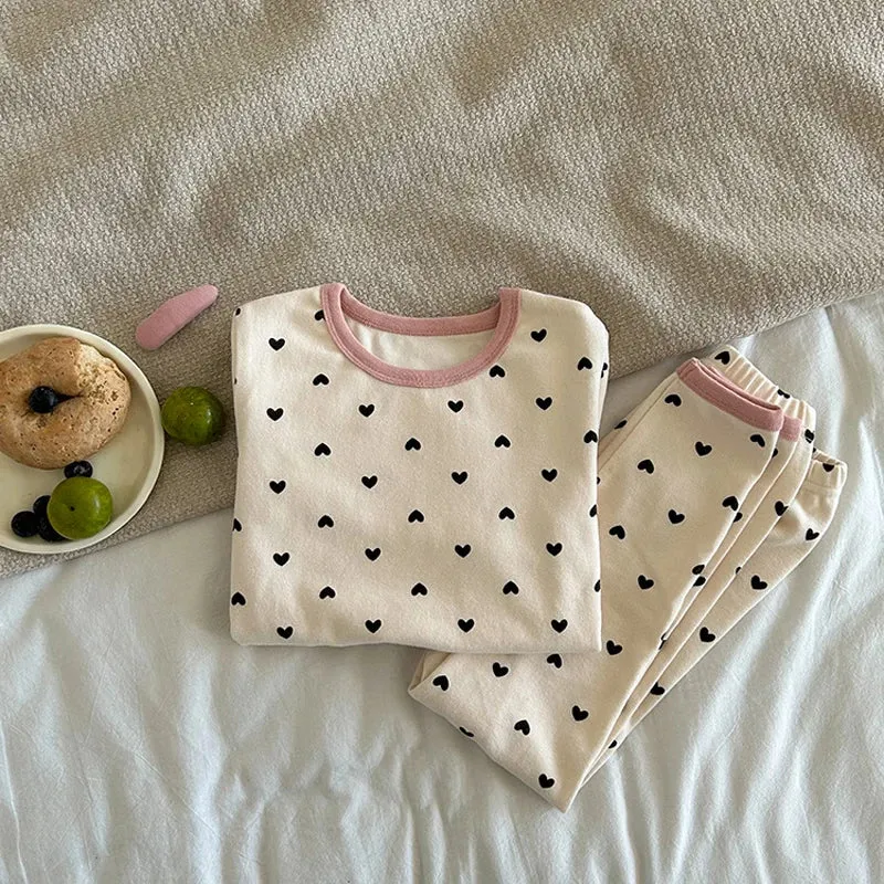 Floral Print Long Sleeves Warm Little Boys/Girls Winter Pajamas Set