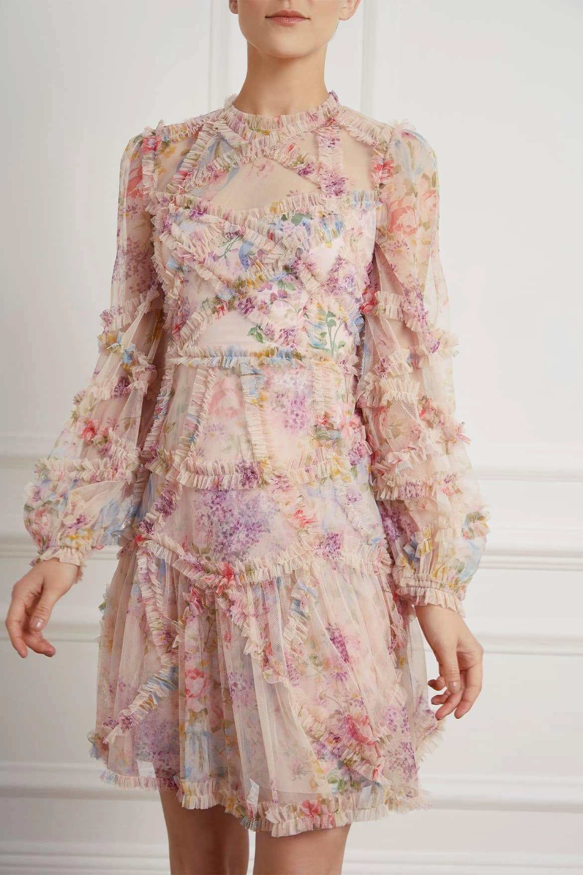 Floral Diamond Ruffle Dress Sporty-Look Weekend Favorite