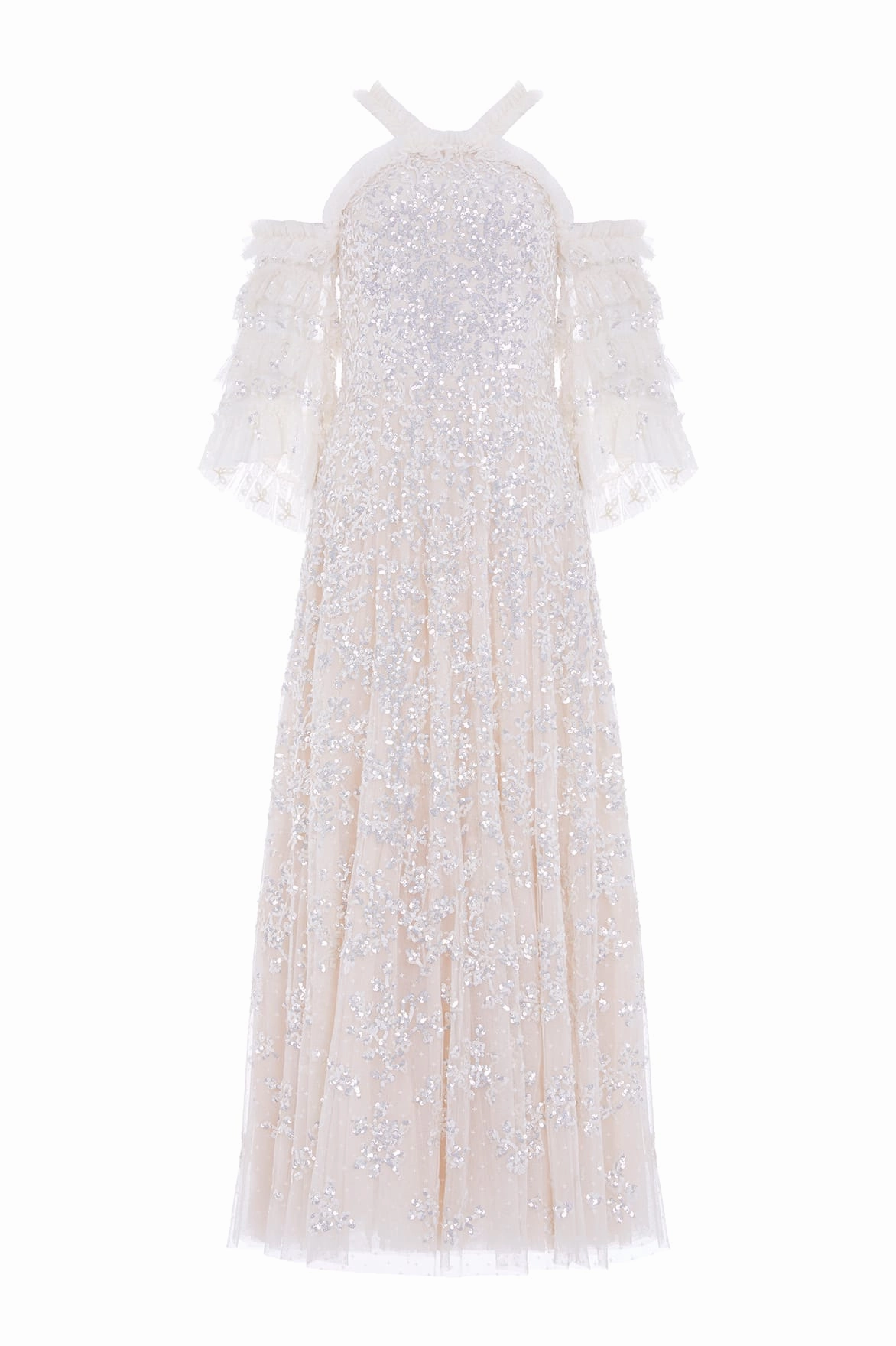Comfortable and Fashionable Office Cool Floral Lace Off-Shoulder Ankle Gown