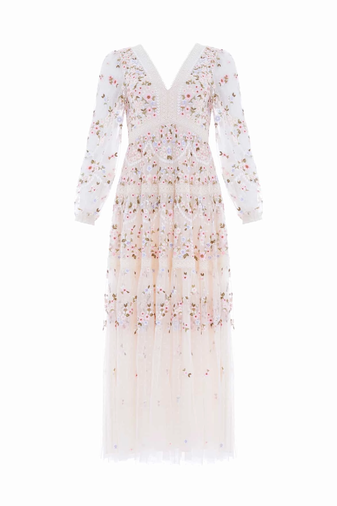 Garland Ribbon Ankle Gown Chic Layered Wear Bold Fashion