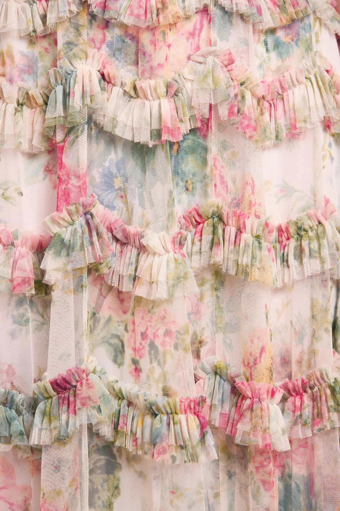 Floral Romance Round Neck Ballerina Dress Slim Form Moment Light