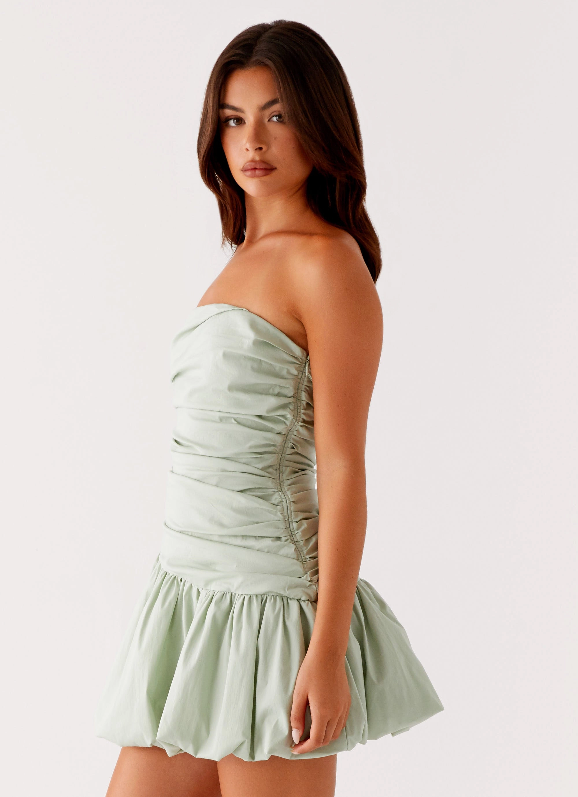 Floria Bubble Mini Dress - Sage Daily Option Texture Softness
