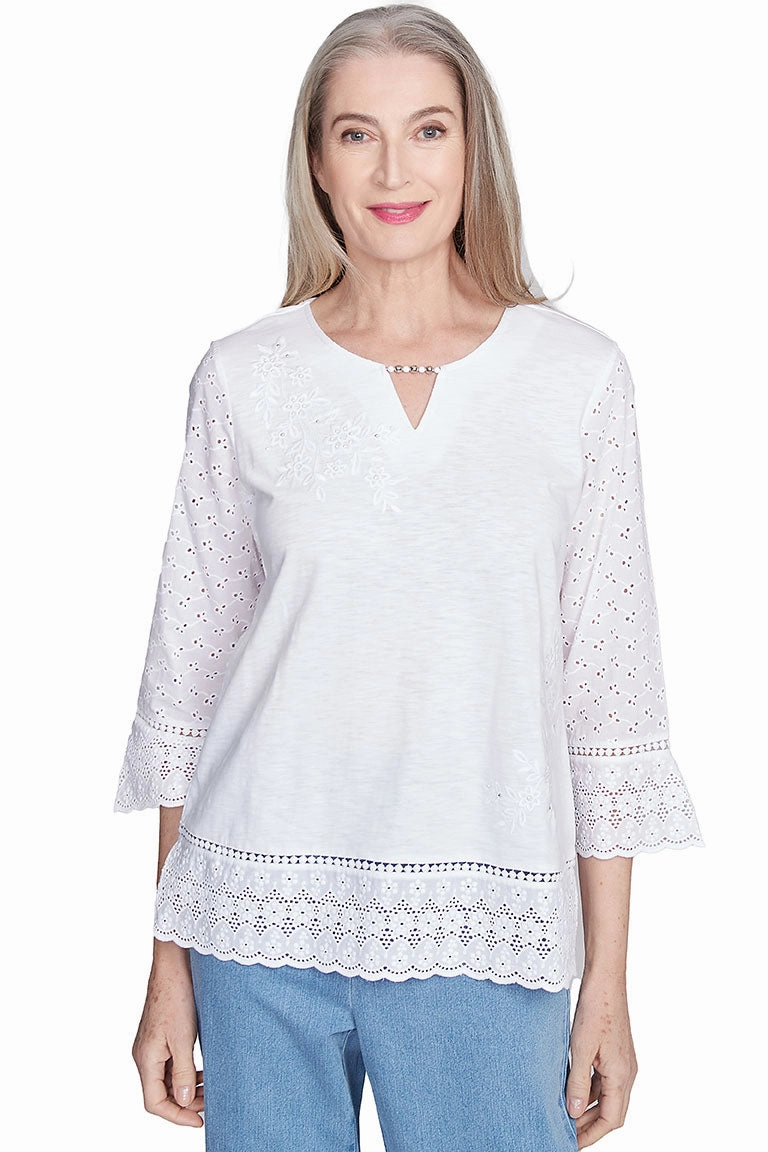 Flower Power Floral Eyelet Top UVProtection