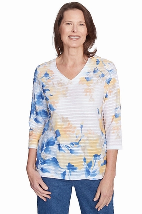 Temperature control Modern Design Flower Power Rib Knit Top