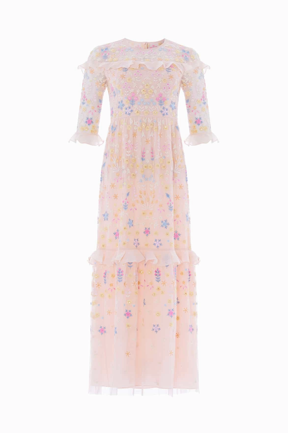 Trend Fit Flowerbed Embroidery Ankle Gown