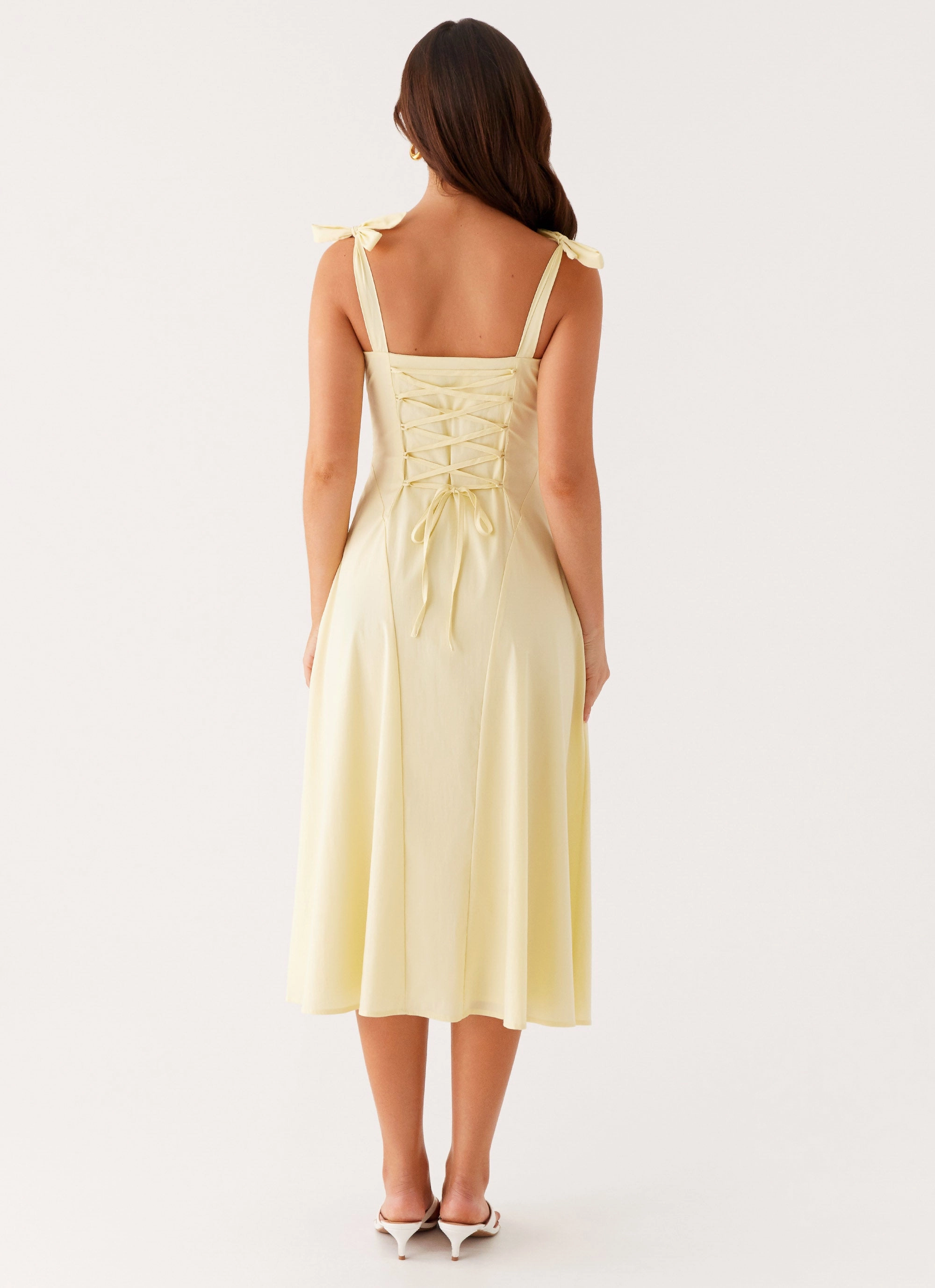 Adela Midi Dress - Yellow Sunset Hour Romantic date dress