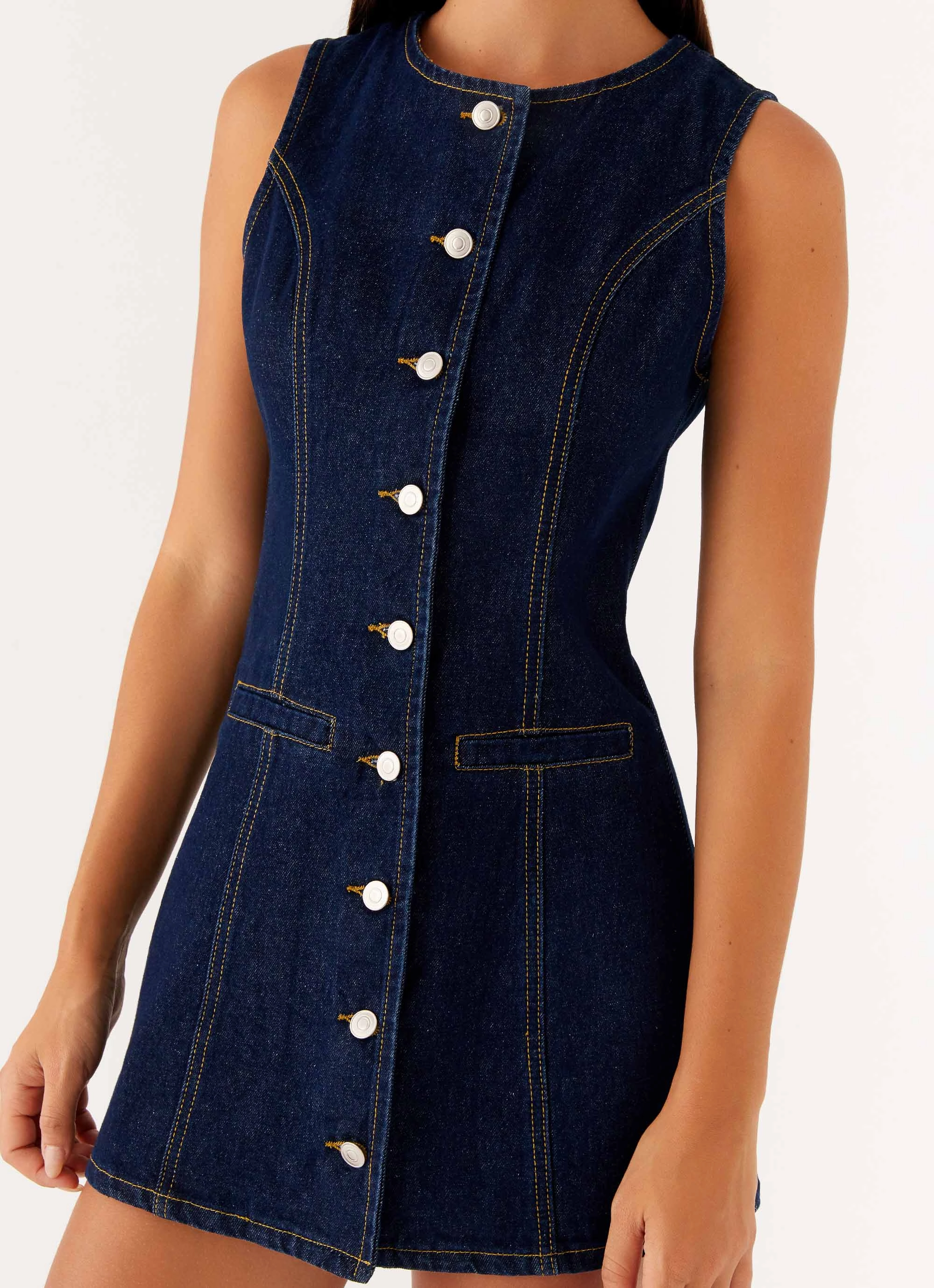 Minimalist Waist Dolton Mini Dress - Indigo