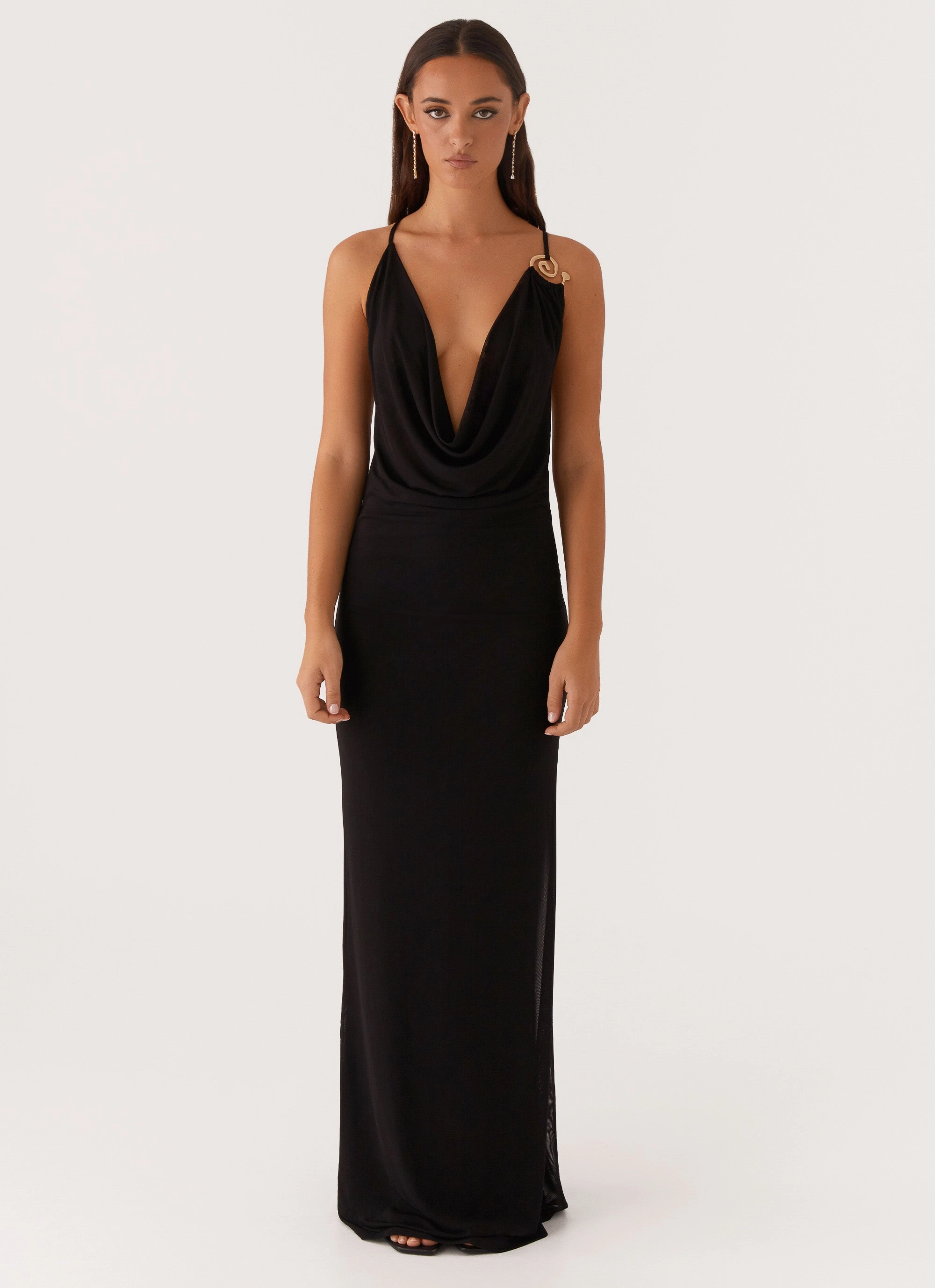 Relax Tones Pearl-Detail Game Player Maxi Dress - Black
