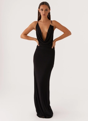 Quiet Mood Game Player Maxi Dress - Black