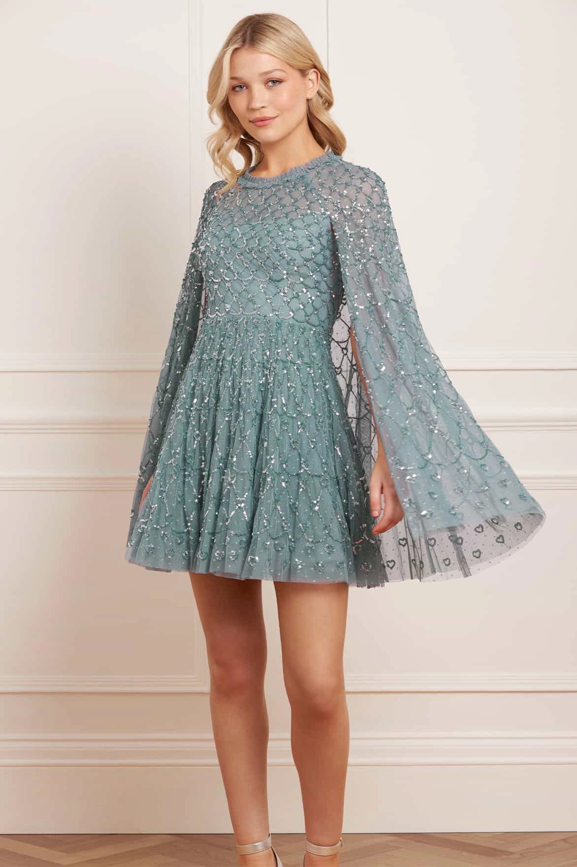 Heart Lattice Micro Mini Dress Natural Light