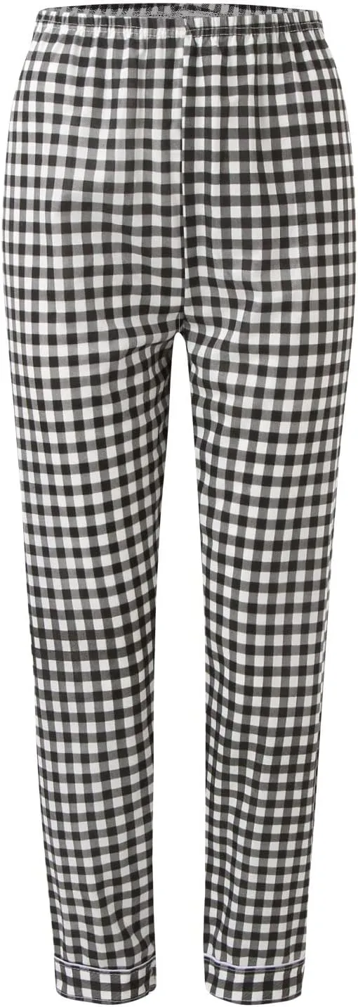 Fluffy Pajamas Set for Women Women Casual Lapel Button Plaid Print Two Long Sleeve Pajamas Pajamas Suit Lounge Sets