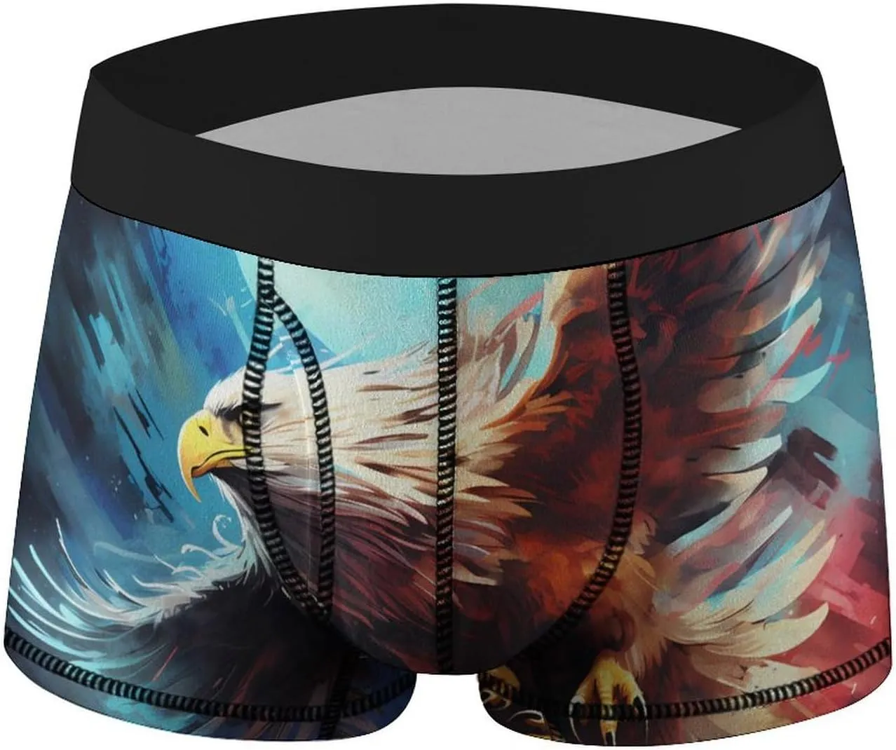 Flying Ea-gle Mens Boxer Brief Funny Underwear Trunks Breathable Soft Printed Shorts