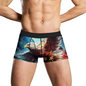 Flying Ea-gle Mens Boxer Brief Funny Underwear Trunks Breathable Soft Printed Shorts