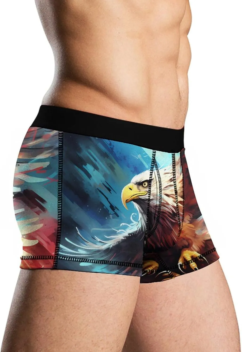 Flying Ea-gle Mens Boxer Brief Funny Underwear Trunks Breathable Soft Printed Shorts