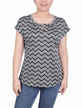 Extended Sleeve Top With Grommets DoubleNeedle Stitching