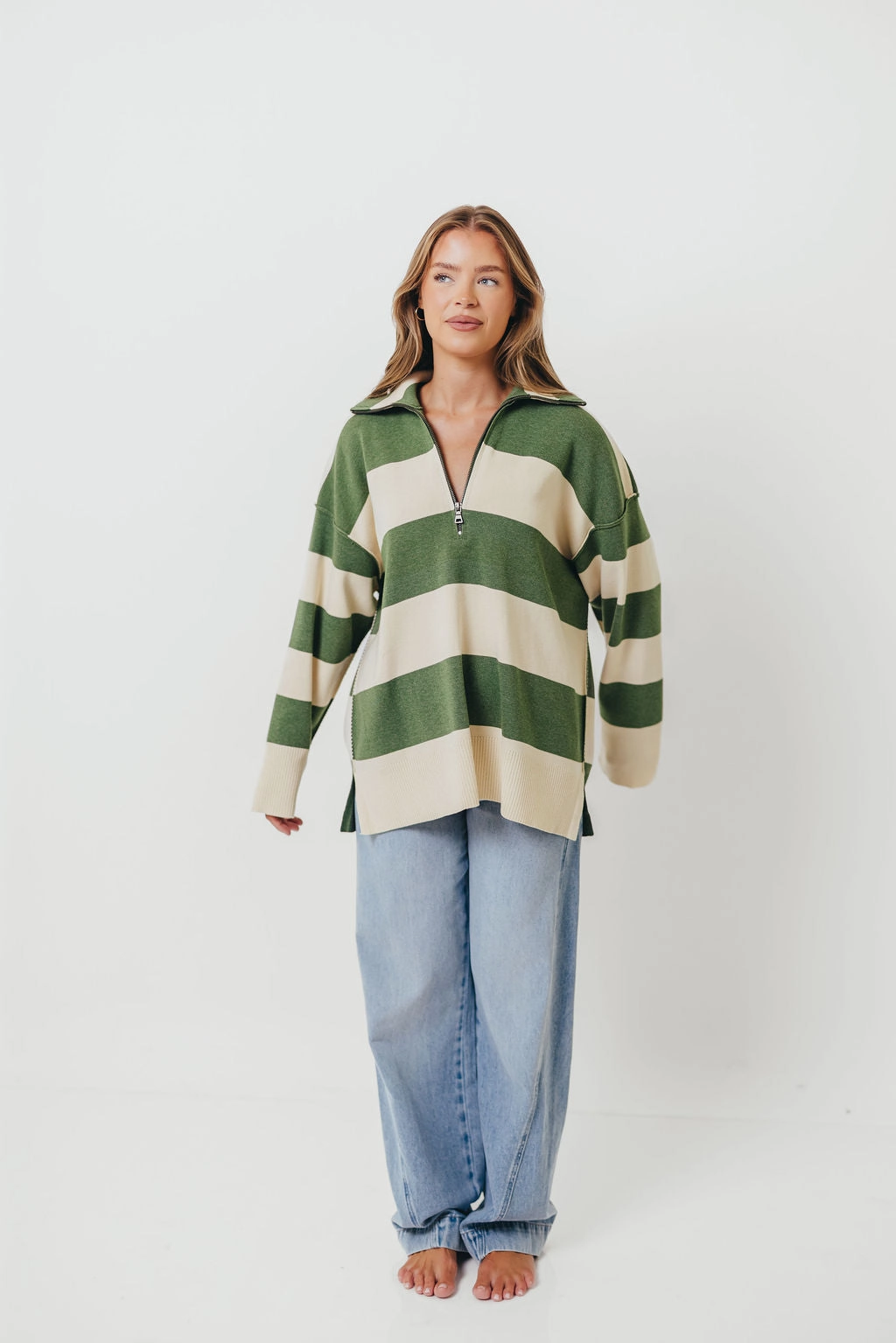 Fontaine Pullover in Green Ivory Soft touch finish