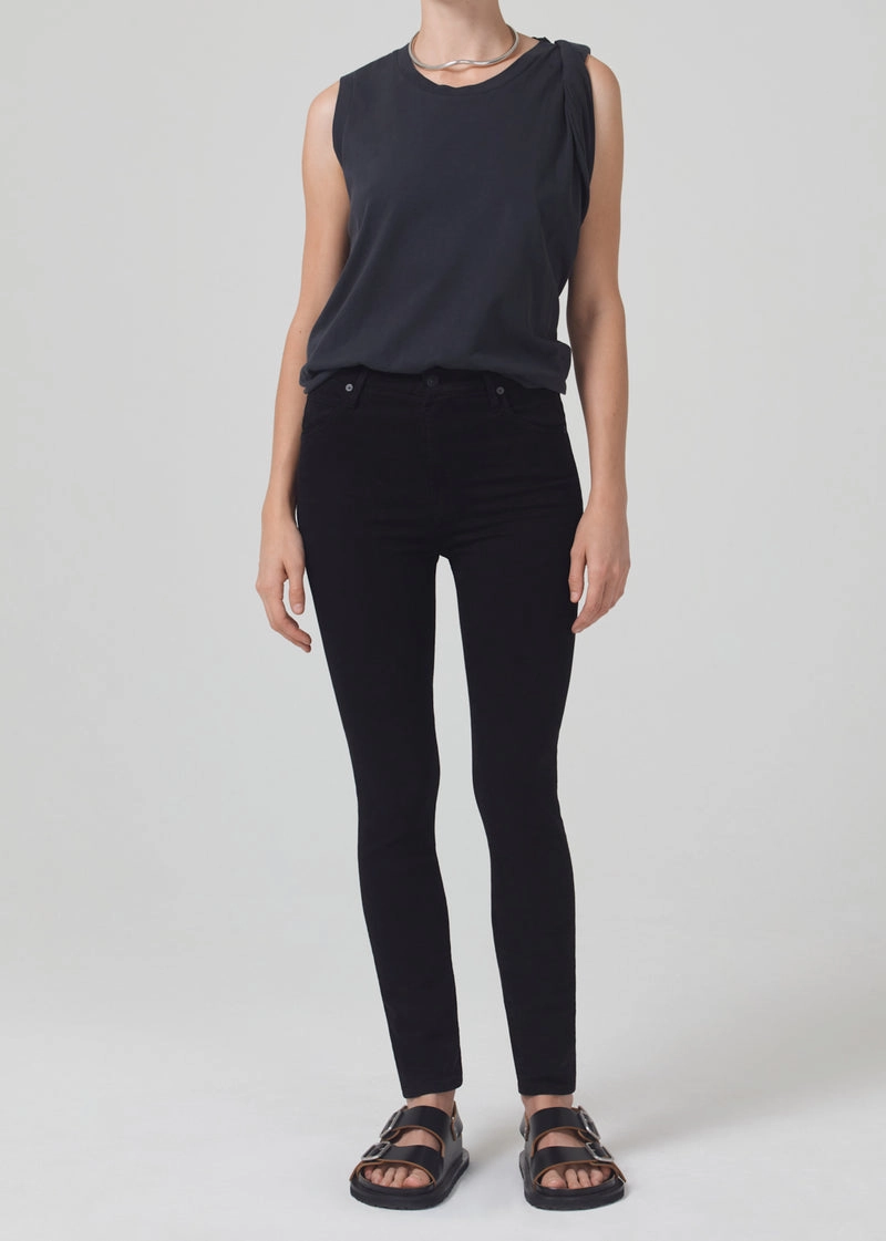 Chrissy High Rise Skinny in Plush Black Comfortable Choice