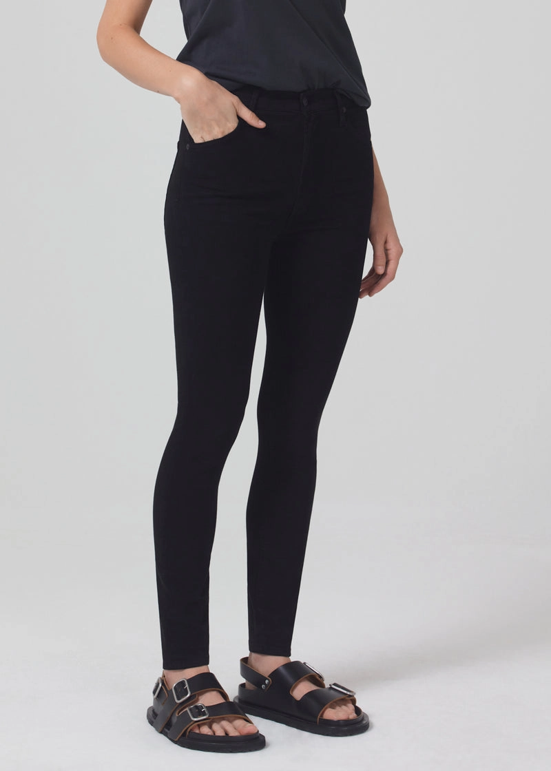 Chrissy High Rise Skinny in Plush Black Rainy Day Vintage Lover Stretch Fit Denim