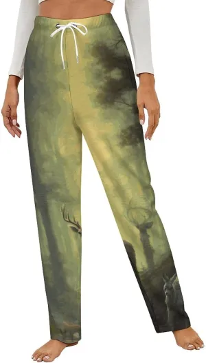 Forests River Animals Women's Flannel Pajama Pants Fleece Lounge Sleep Bottoms PJ