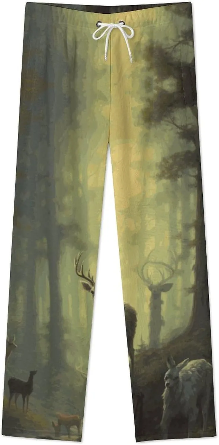Forests River Animals Women's Flannel Pajama Pants Fleece Lounge Sleep Bottoms PJ