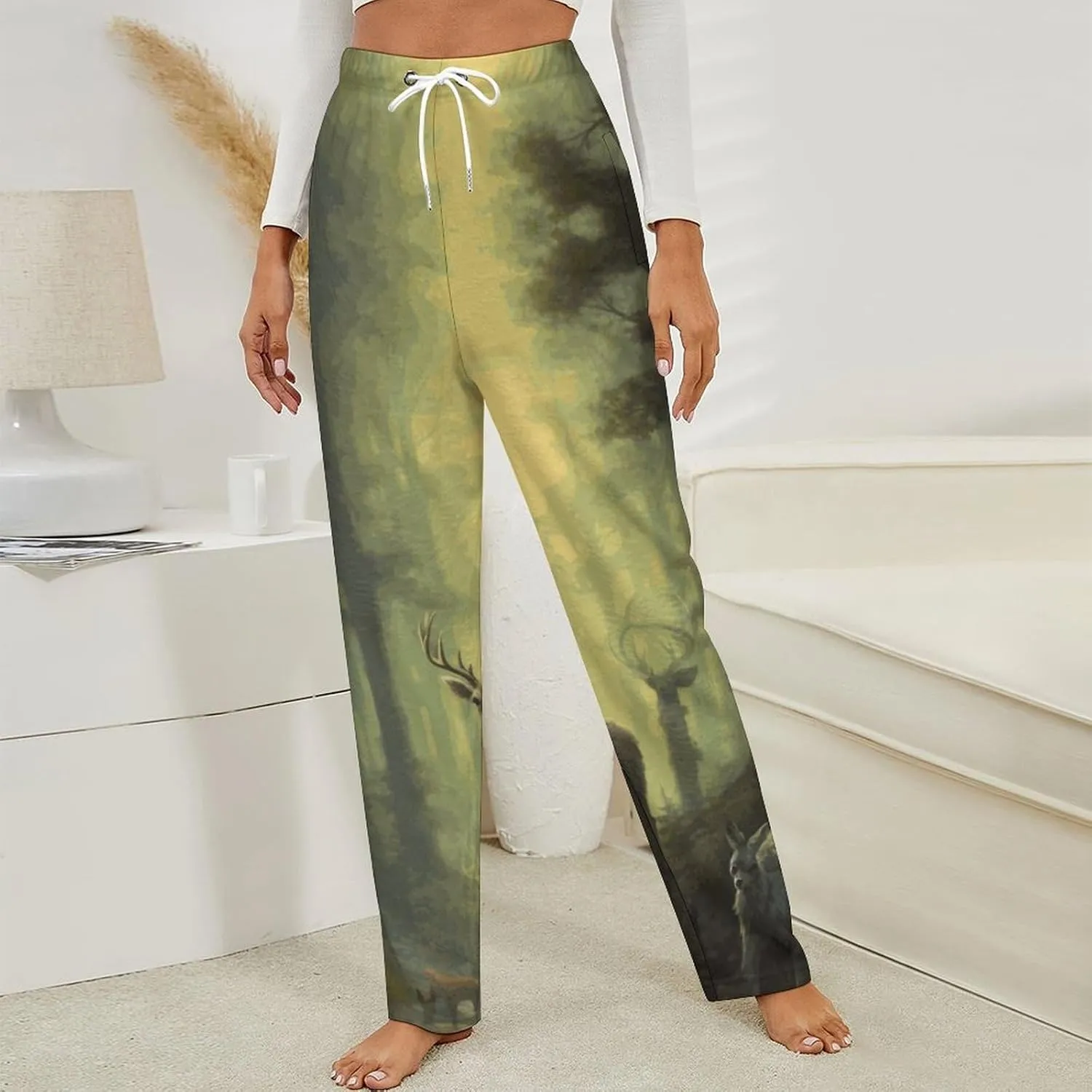 Forests River Animals Women's Flannel Pajama Pants Fleece Lounge Sleep Bottoms PJ