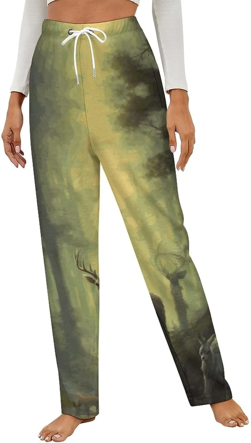 Forests River Animals Women's Flannel Pajama Pants Fleece Lounge Sleep Bottoms PJ